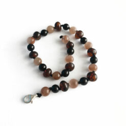 Armband barnsteen, onyx en zonnesteen | 19 cm