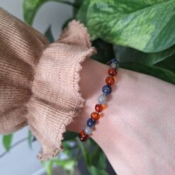 Armband barnsteen, labradoriet en lapis lazuli