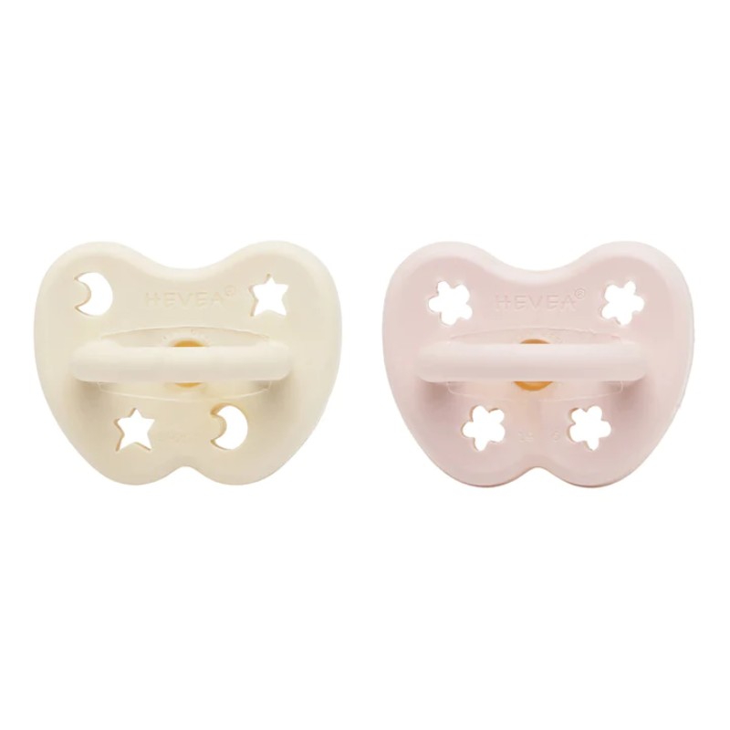 Hevea Speentje 0-3 maanden rond duo Powder Pink / Milky White