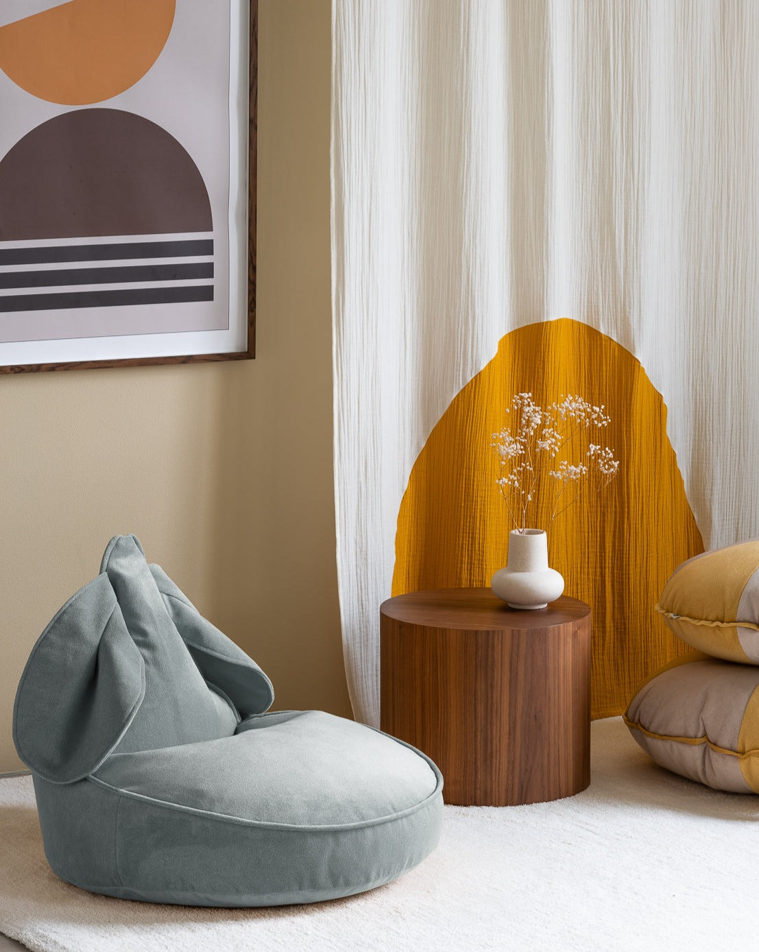 Wigiwama Sitzsack Kaninchen - Misty Green Velvet – Bild 2