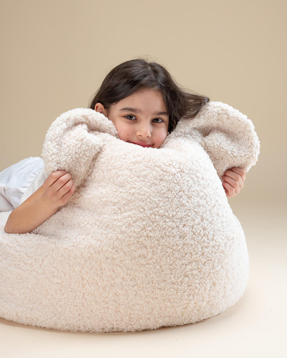 Wigiwama Sitzsack Bär - Cremeweißer Teddy – Bild 3