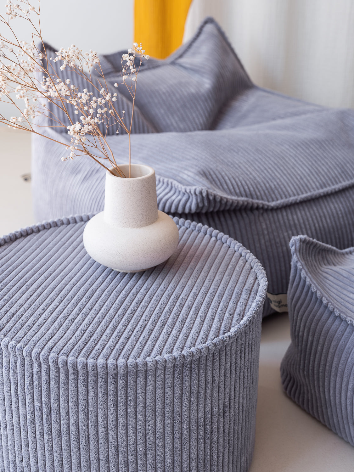 Wigiwama Pouf Rund - Blueberry Blue Rib – Bild 4