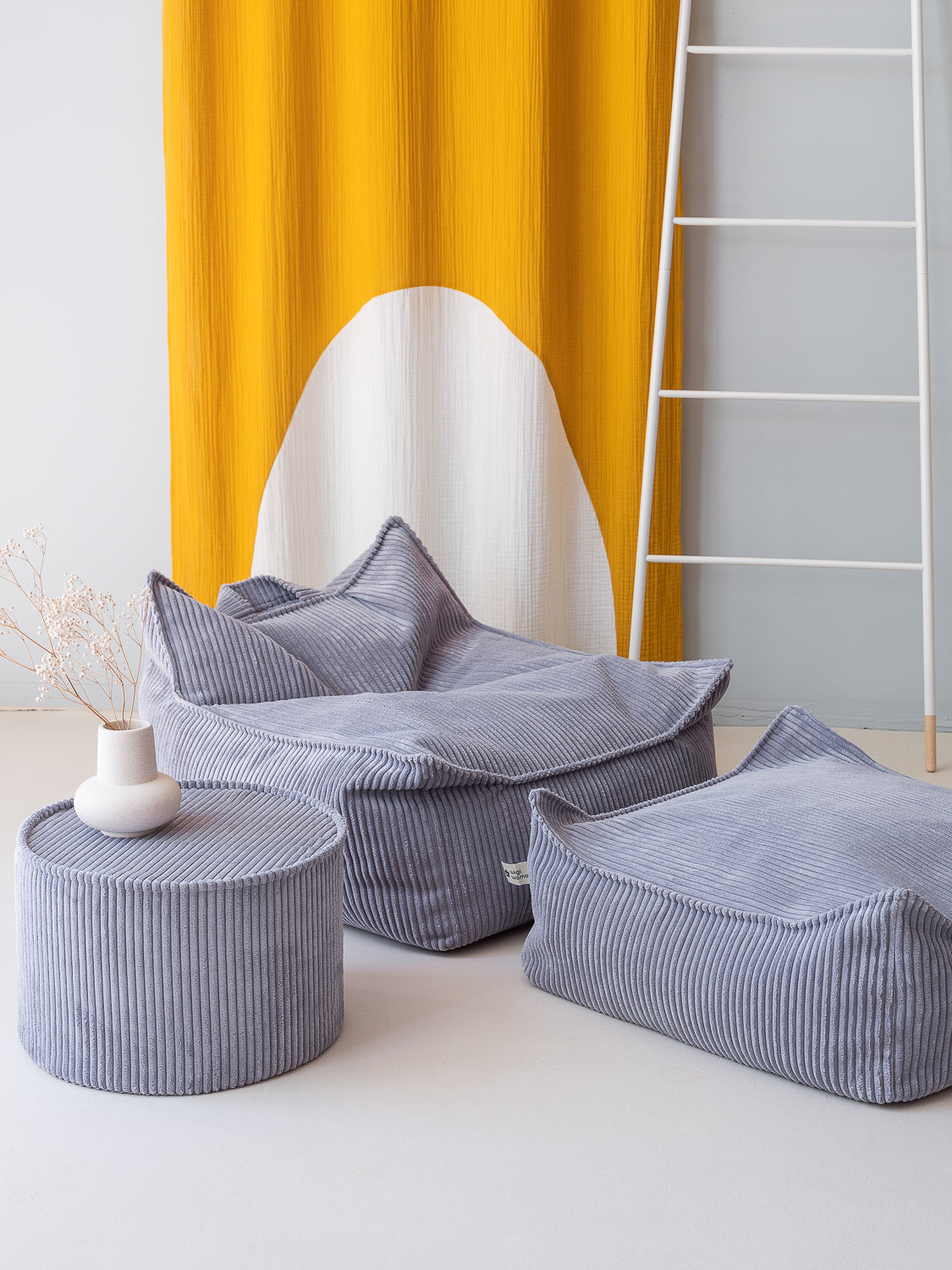 Wigiwama Pouf Rund - Blueberry Blue Rib – Bild 6