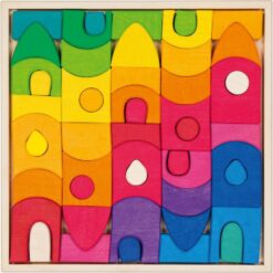 Goki Bouwblokken Huisjes duurzaam hout houten speelgoed europa duits montessori vrije school antroposofisch gifvrij cadeautip in verpakking vensterdoos