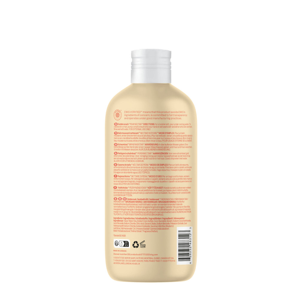 Attitude Baby Leaves Bubble Wash - Pear nectar b