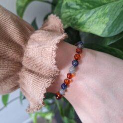 Armband barnsteen, labradoriet en lapis lazuli